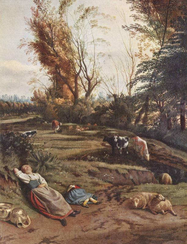 Jan Siberechts Viehweide mit zwei schlafenden Hirtinnen France oil painting art